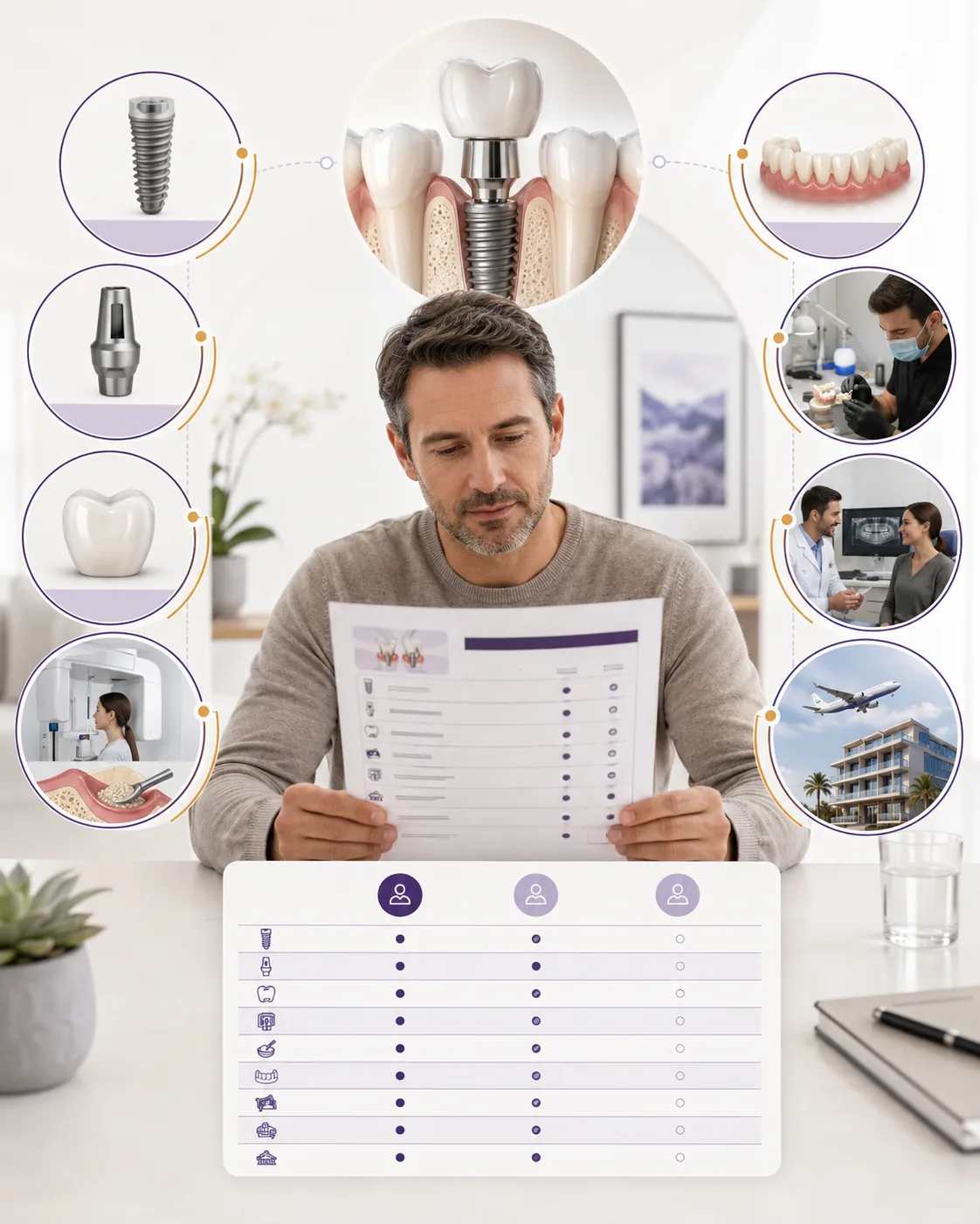 Components and services that affect the total cost of dental implant treatment